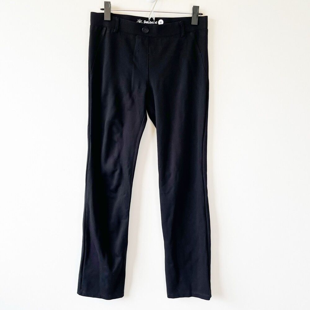 Betabrand Womens Yoga Dress Pants Black Straight Leg Stretch Pull On Size Medium